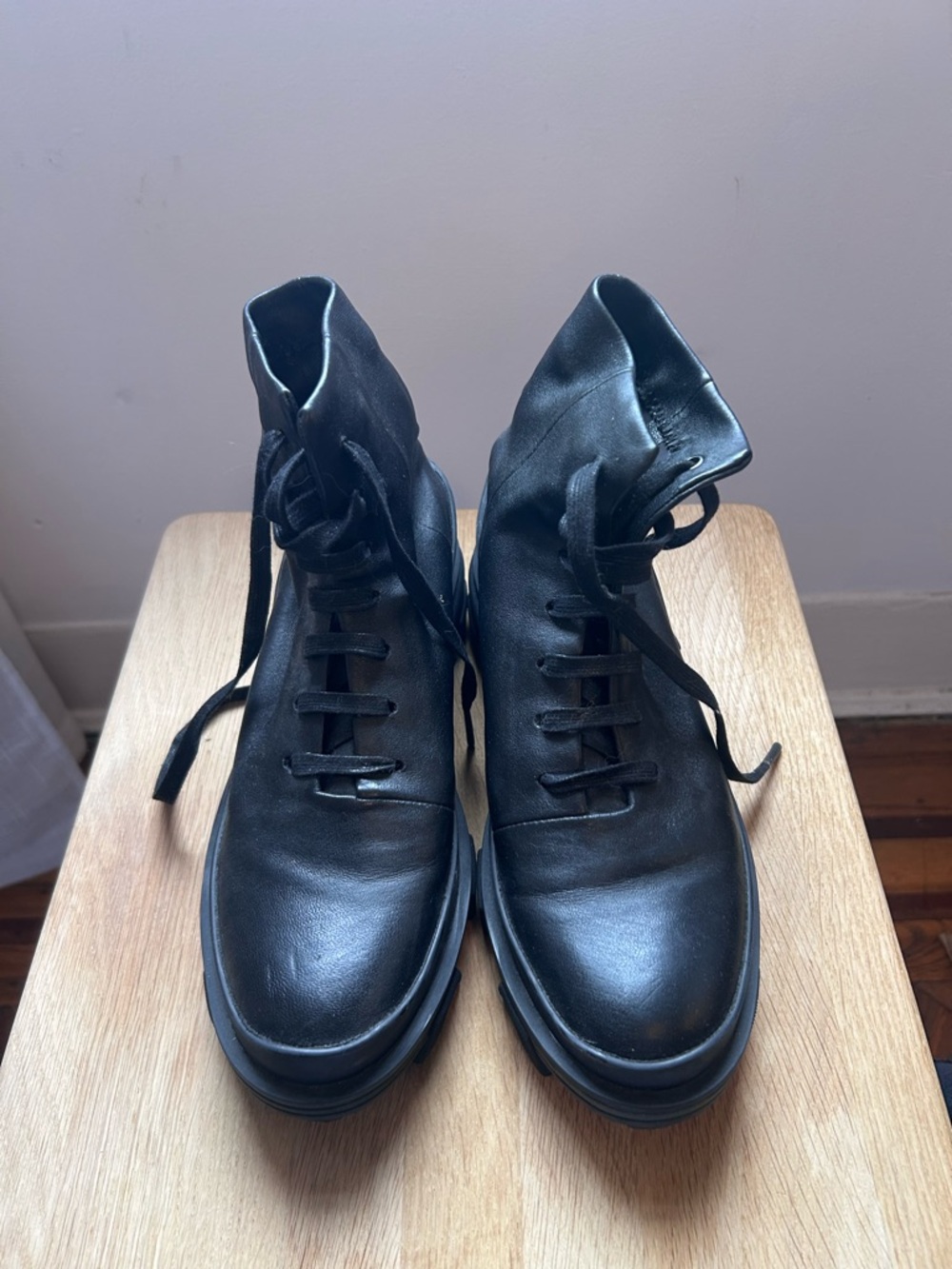 rag & bone Black Lace-Up Leather Boots